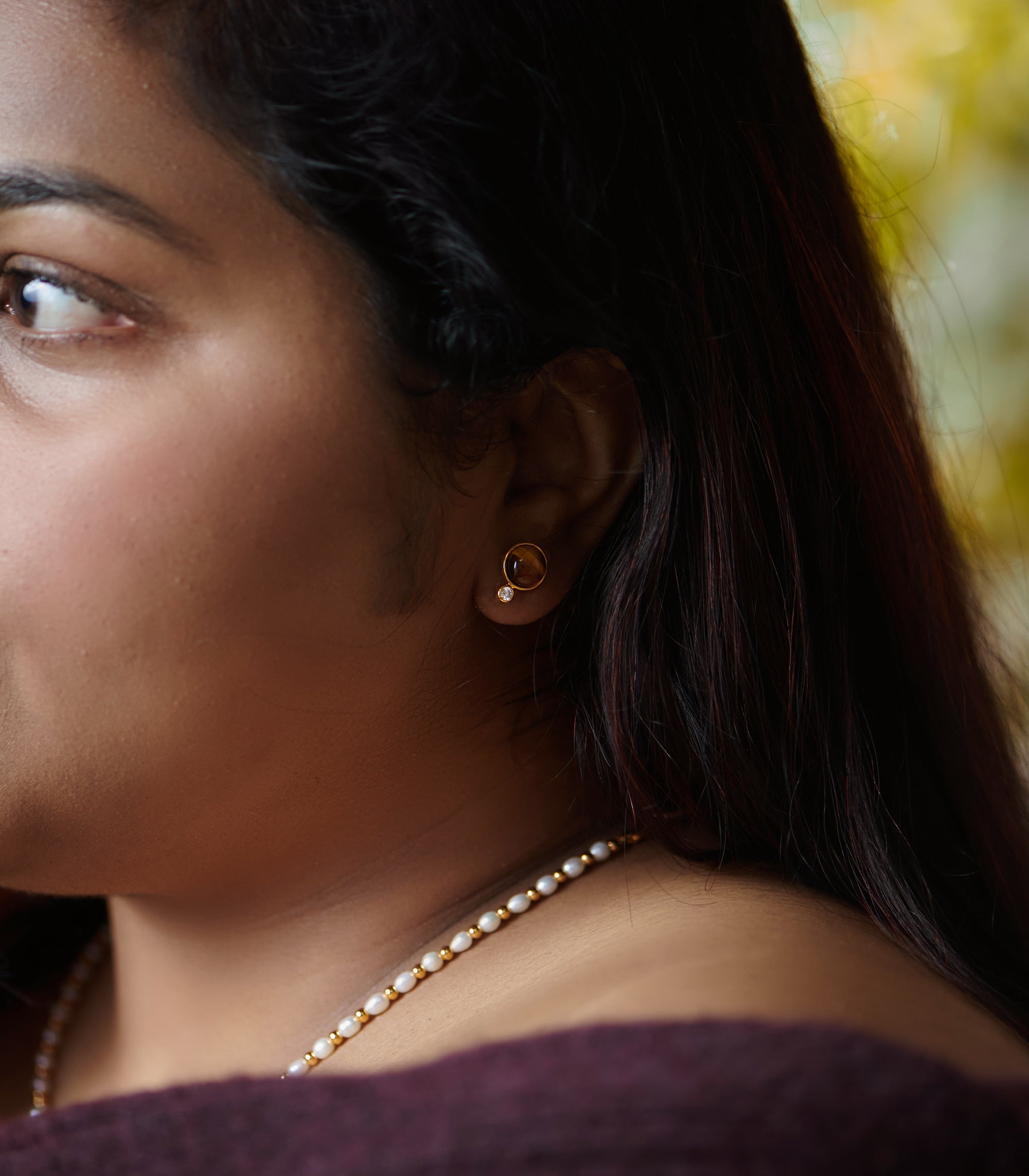 Mau Tiger Eye Stud Earrings